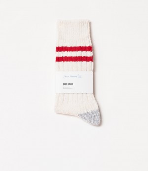 Beige / Red Women Merz B. Schwanen GS05 Socks | MERZ9310578