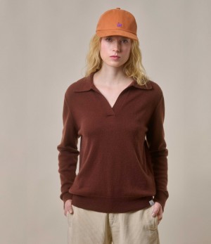 Burgundy Women Merz B. Schwanen SKVN02 V-neck Pullover | MERZ7086243