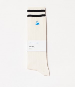 White / Black Women Merz B. Schwanen GS08 cotton Socks | MERZ0217863