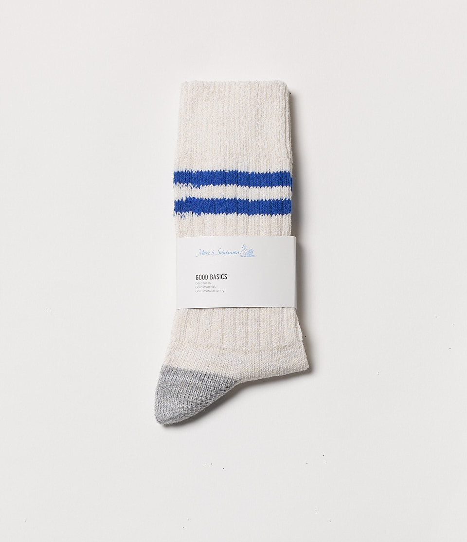 Beige / Blue Men Merz B. Schwanen GS05 Socks | MERZ0239586